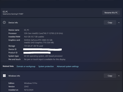 Lenovo IdeaCentre Gaming 5 (i7-12700 with 16GB RAM and 12GB RTX 3060 Graphics)
