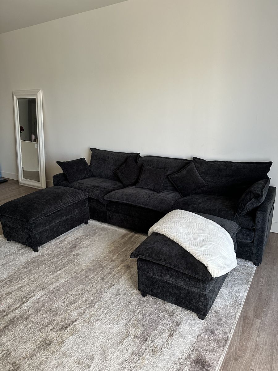 3 seat couch with 2 ottomans