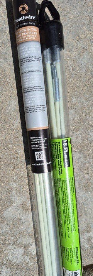 Southwire 15' & Greenlee 8' Glow-in-the-Dark Fish Stick Kits Lot of 2 Wire Pulling Rods