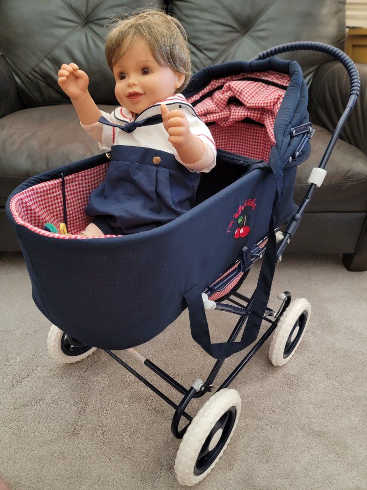 My Twinn Babies Doll Stroller/Pram Set with Clothes & Accessories - Used but like New