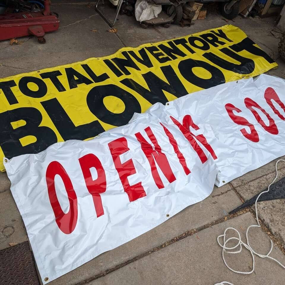 Store yard sale banners signs open close led
