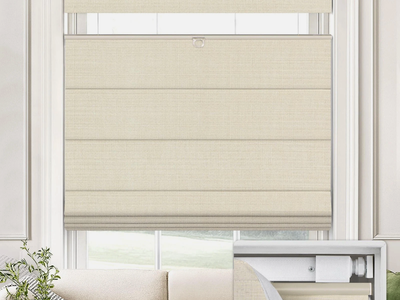 UNISHADES No Drill Top Down Bottom Up Roman Shade 35x64 Beige 100% Blackout