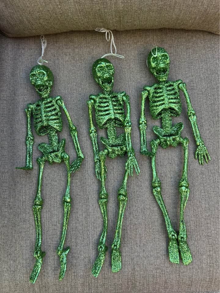 Green Glitter Resin Skeleton SET OF 3 from MODERN DISPLAY