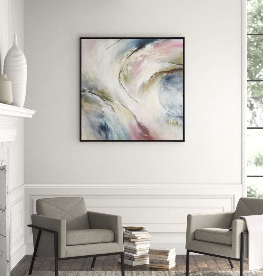 Large 37.5” Framed Wall Art – Modern Abstract - Brand New