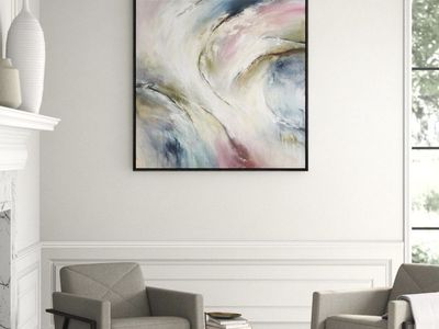 Large 37.5” Framed Wall Art – Modern Abstract - Brand New