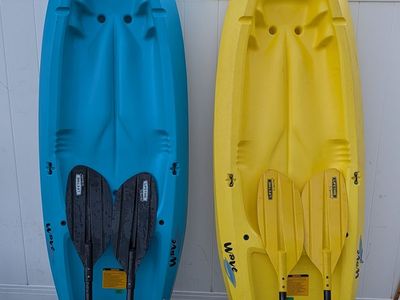 2 x Lifetime Youth Wave Kayak Bundle (Blue & Yellow)