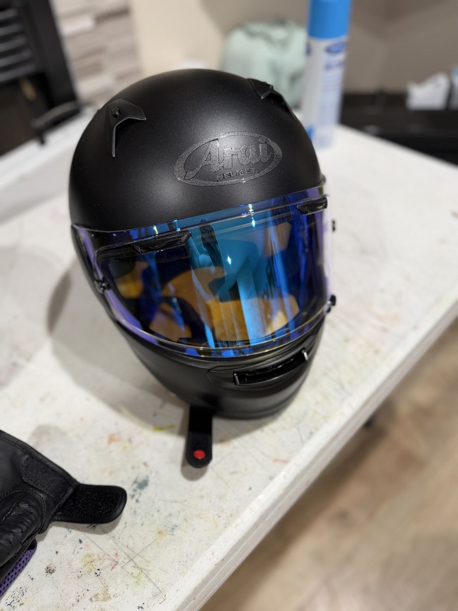 Arai Regent-X Motorcycle Helmet Black Matte, Size 2XL, Blue Mirrored Shield, DOT/Snell M2025
