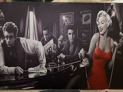 Icons of Hollywood Canvas Wall Art Featuring Marilyn Monroe, James Dean & Elvis