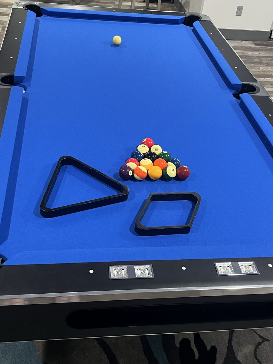 Electric blue pool table