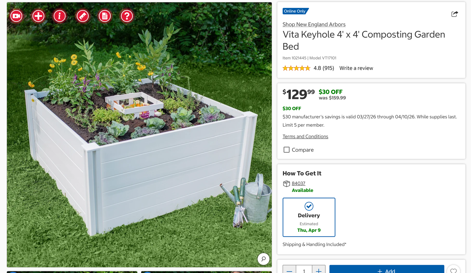 New In Box - Vita Keyhole 4x4 Garden Box - $50 OBO