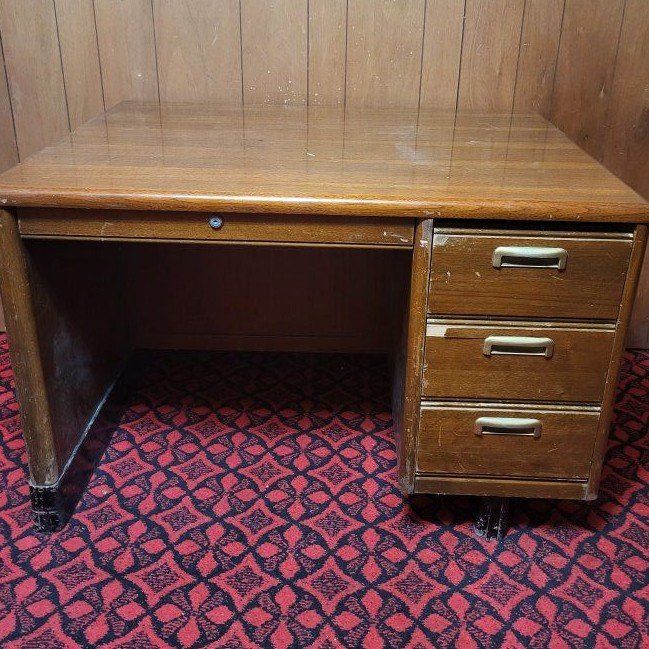 Vintage Gunn Furniture Company Wood Office Desk