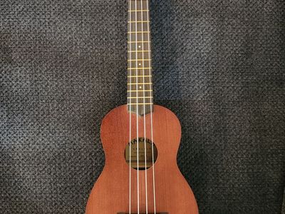Ukulele with case and clip-on digital tuner