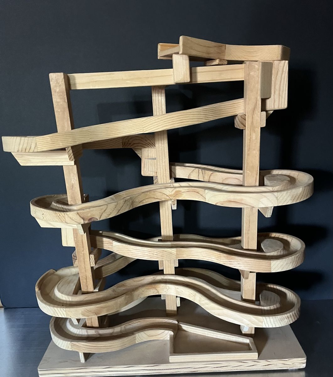 Hand Made Wooden Marble Run/Track Set with Assorted Marbles - Classic Educational Toy