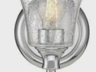 NEW CHROME SEEDED GLASS WALL SCONCE LIGHT ( 4 AVAILABLE)