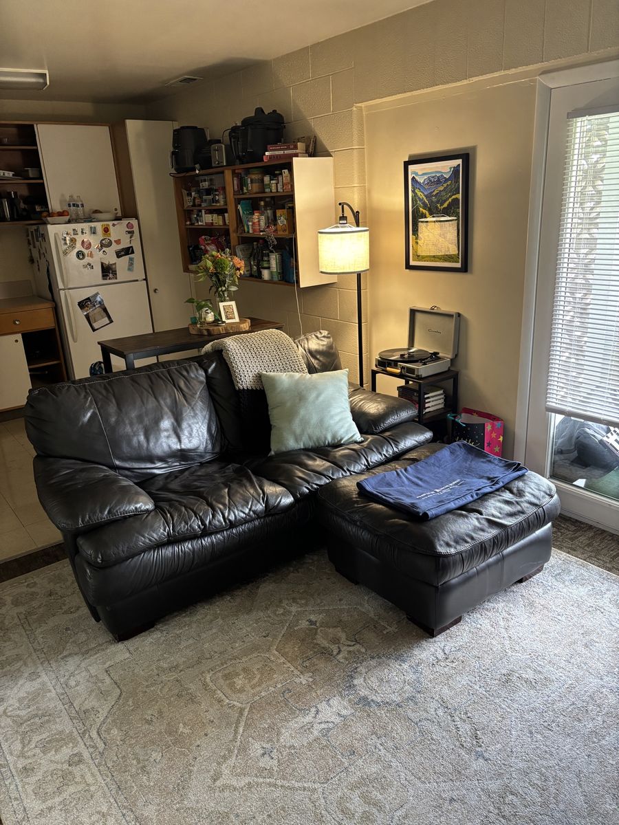 Leather Couch/Sofa with Ottoman