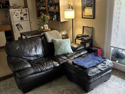 Leather Couch/Sofa with Ottoman