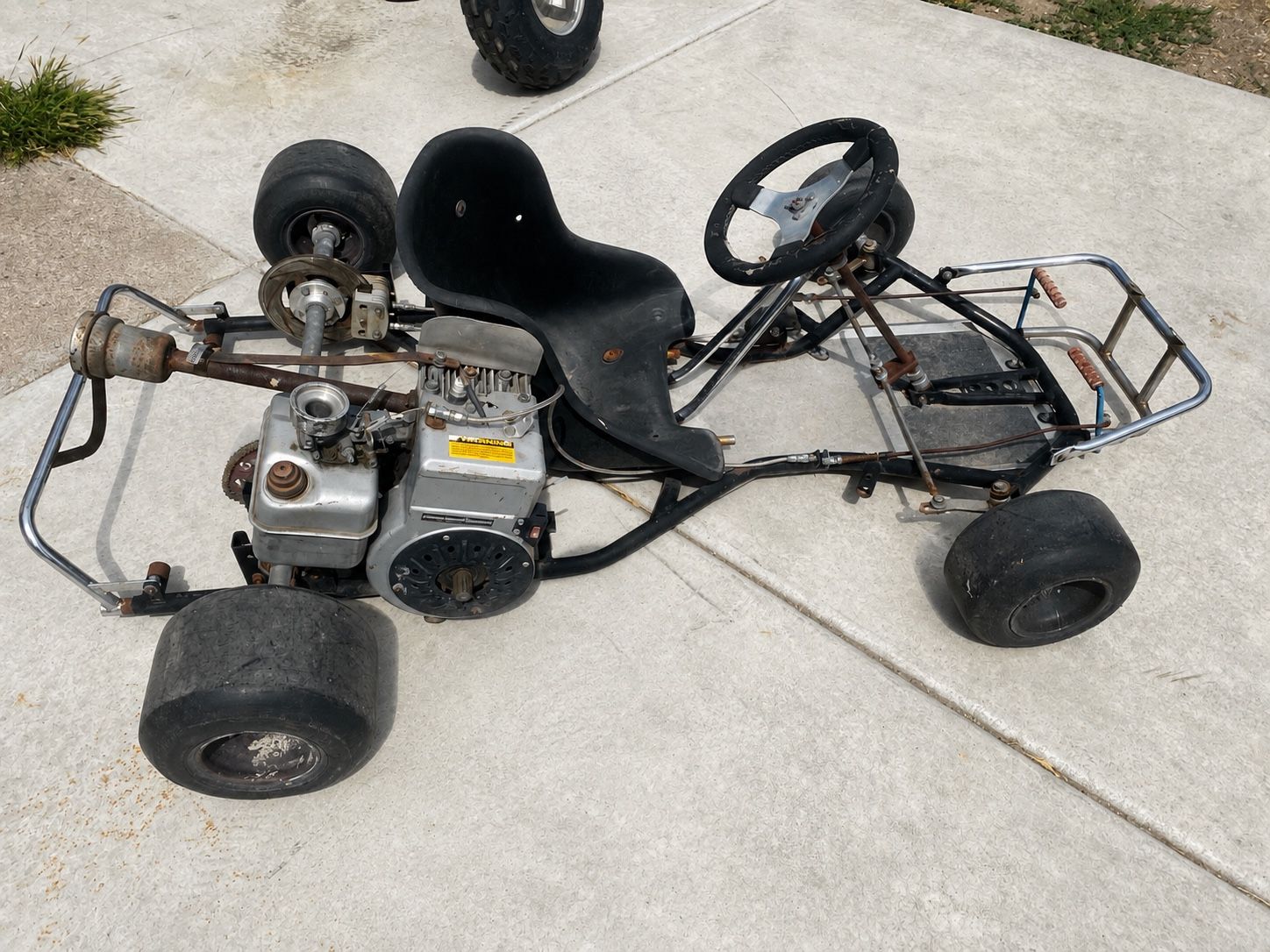 Vintage Racing Go Kart Frame with Gas Engine and Slick Tires