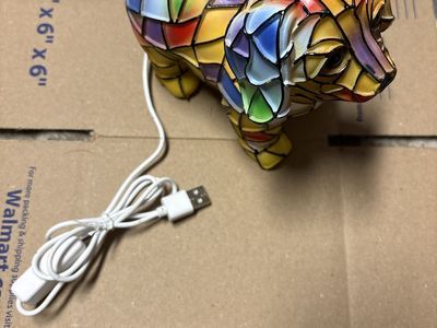 Colorful Mosaic Style Dog Figurine Lamp with USB Cord