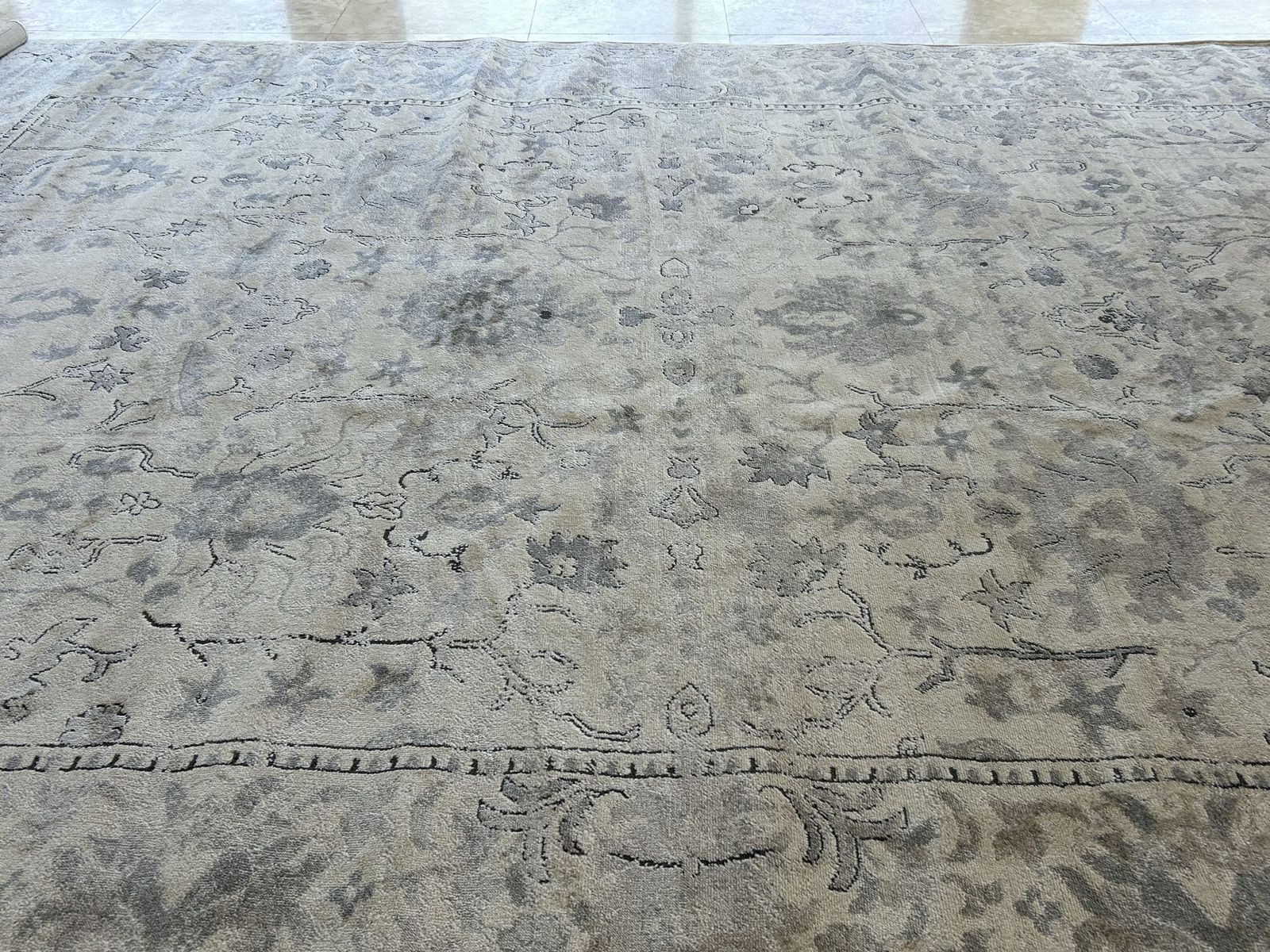 Brand new large Ivory/Gray Floral Area Rug with Traditional Pattern, 10x14 with rug pad