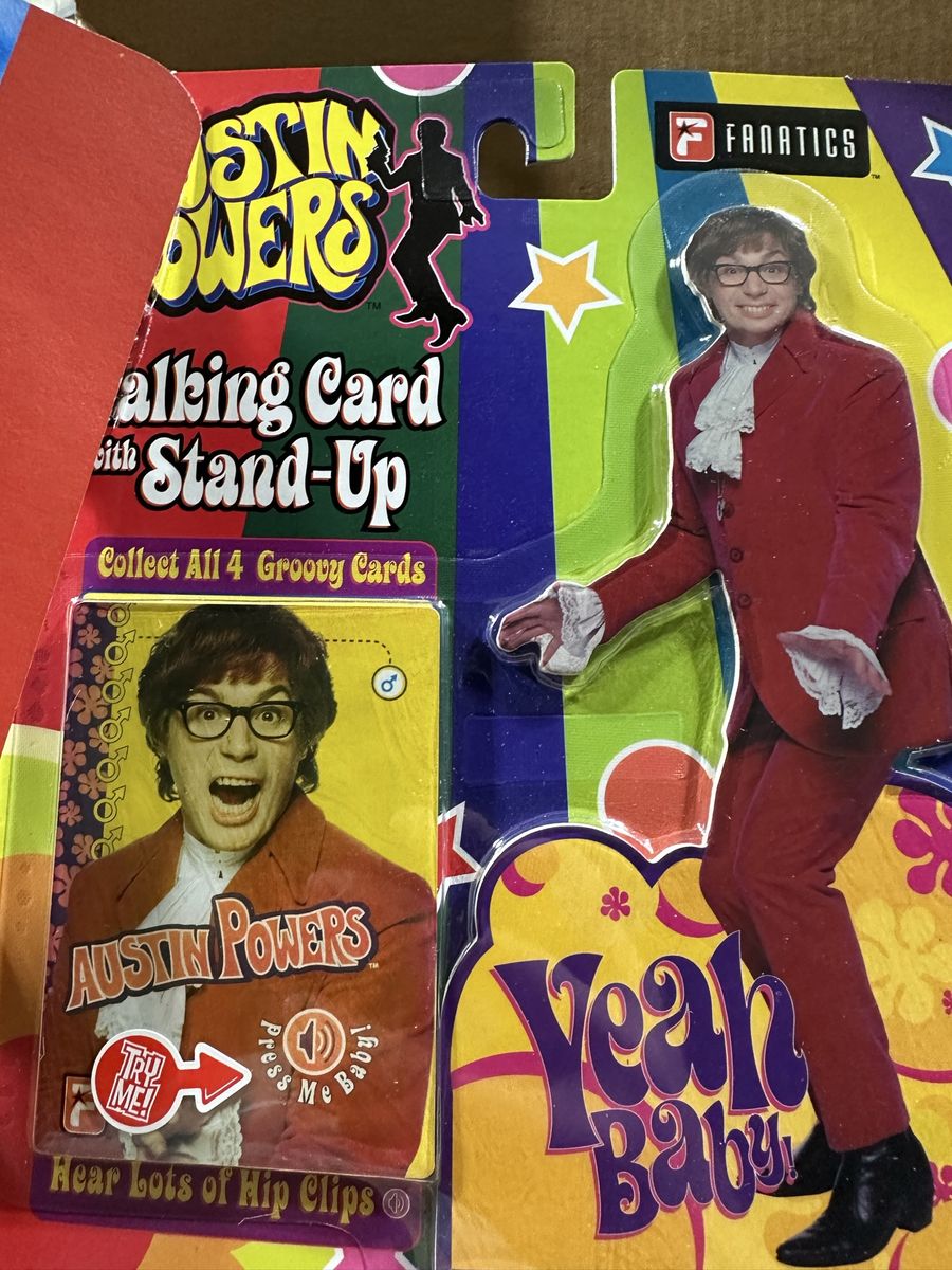 Austin Powers Talking Card with Stand-Up Figure - Collectible Fanatics "Yeah Baby" Hip Clips (1999)
