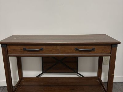 **AVAILABLE ONE MORE DAY**Cleaned dark Wood Console Table with 2 Drawers and Bottom Shelf - Modern Farmhouse Entryway/Hall Table