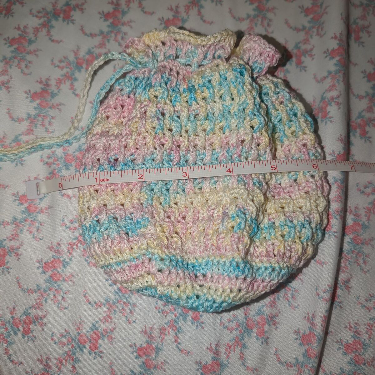 Hand-crocheted cotton dice bag