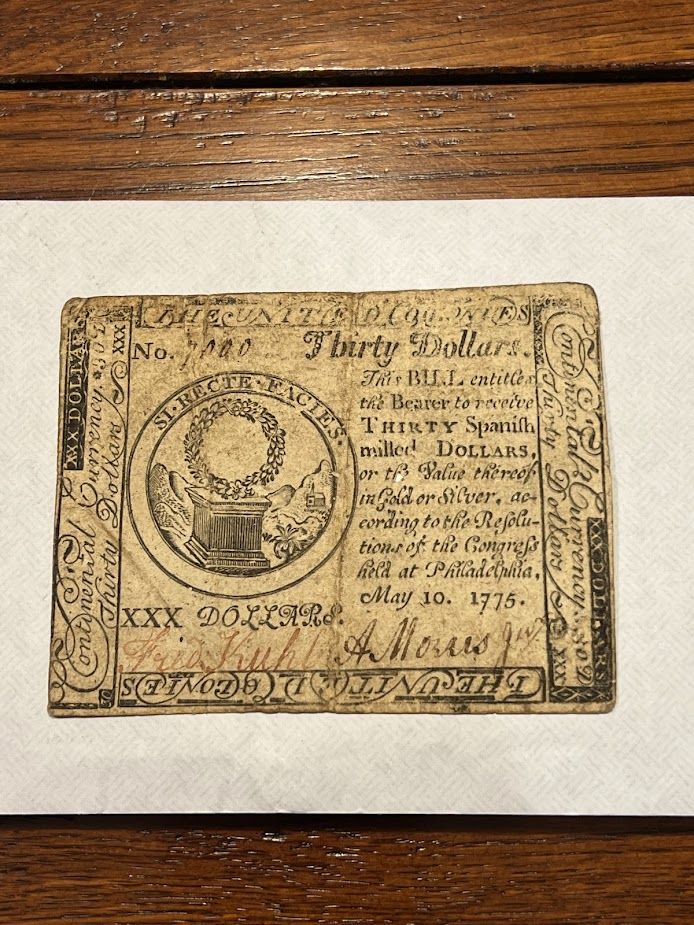 Original 1775 & 1776 Continential Currency Notes