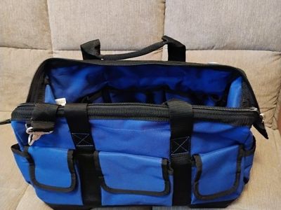 Blue Heavy Duty Multi-Pocket Tool Bag with Shoulder Strap