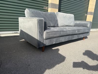 Grey Velvet Tufted modern Couch- Will Deliver