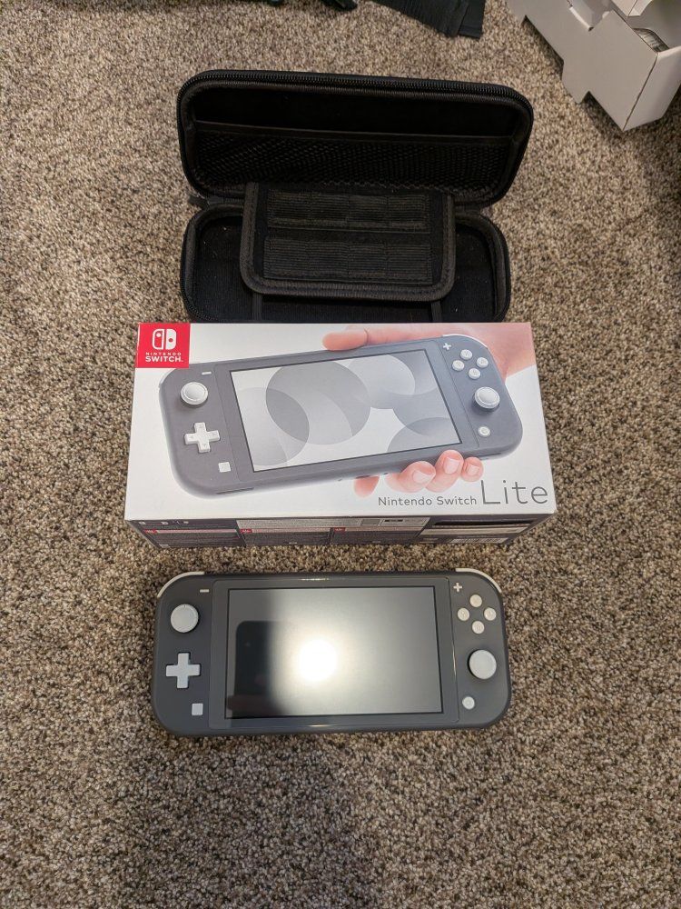 Nintendo Switch Lite Gray w/ Original Box, Travel Case, and Charger