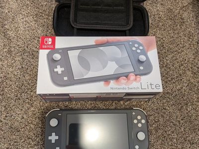 Nintendo Switch Lite Gray w/ Original Box, Travel Case, and Charger