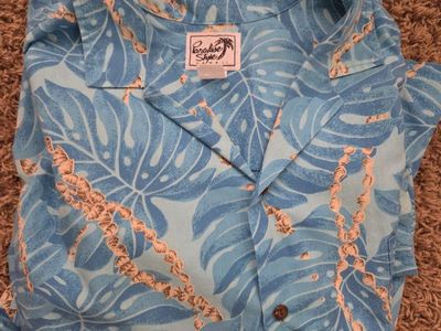 Paradise Style Hawaii Men's 3XL Blue Leaf Print Hawaiian Shirt