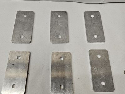 Aluminum railing/wall/tool weld on brackets. aluminum Metal Plates with Two Holes .188 thick. 6 per order