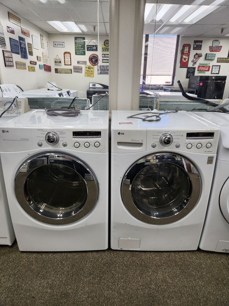 LG White Front Load Washer and Electric Dryer Set with Sensor Dry
