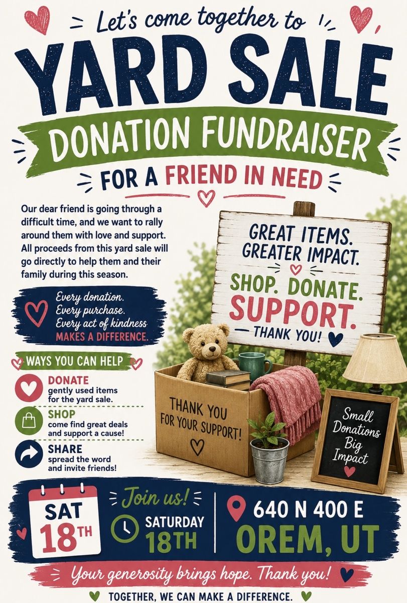 Looking for donations for a yard sale fundraiser