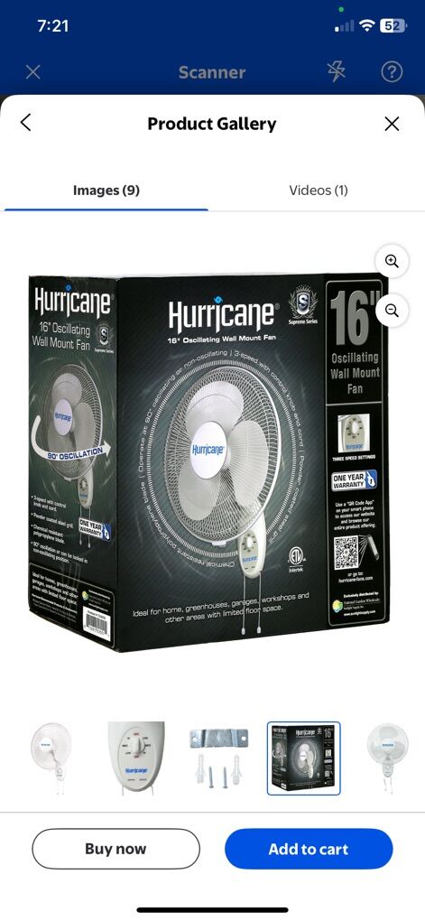 NEW 16 Inch Oscillating Wall Mount Fan