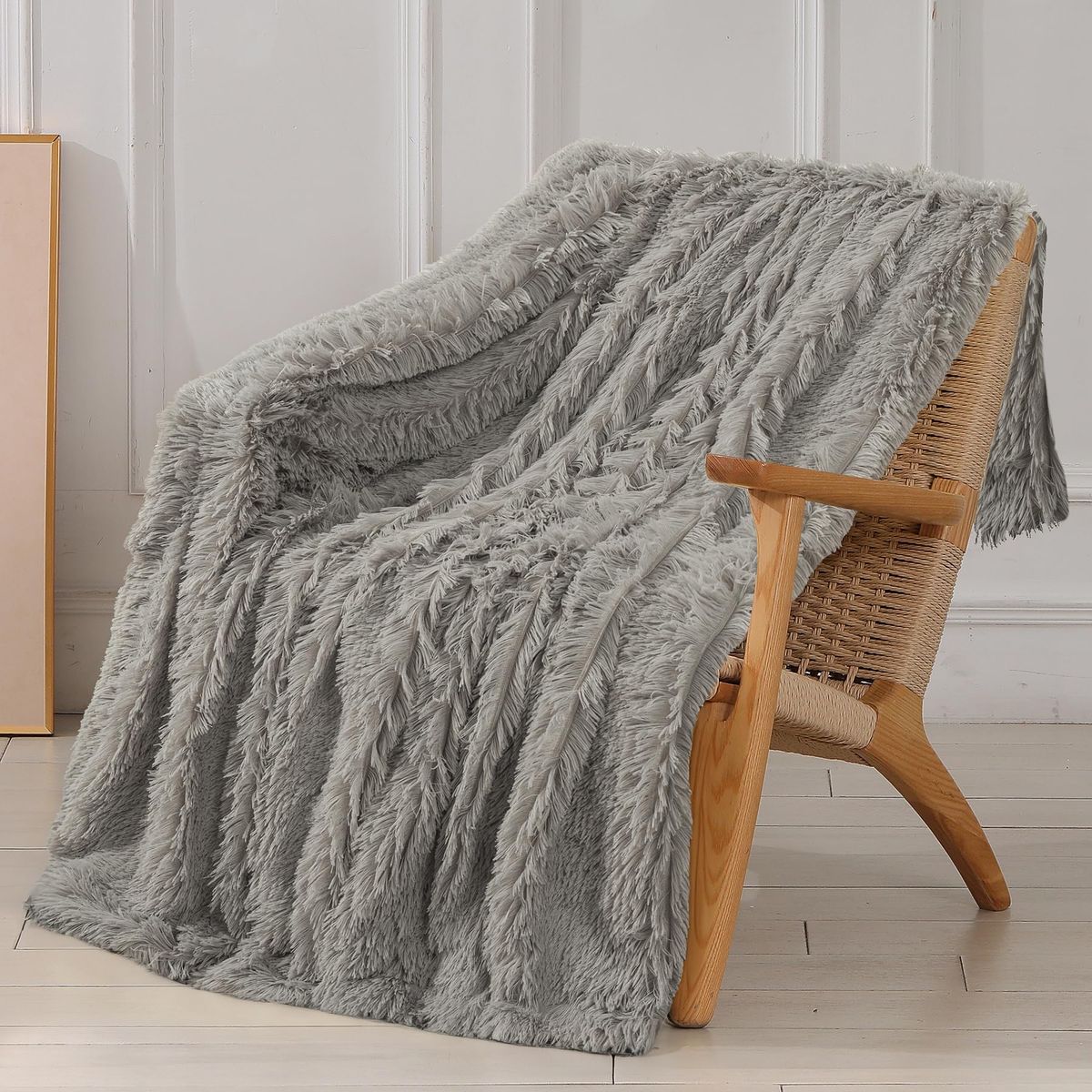 Decorative Extra Soft Faux Fur Blanket Twin Size 70" x 78",Solid Reversible Fuzzy Fluffy Cozy Plush Fleece Comfy Microfi