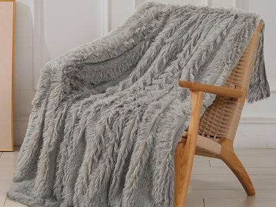 Decorative Extra Soft Faux Fur Blanket Twin Size 70" x 78",Solid Reversible Fuzzy Fluffy Cozy Plush Fleece Comfy Microfi