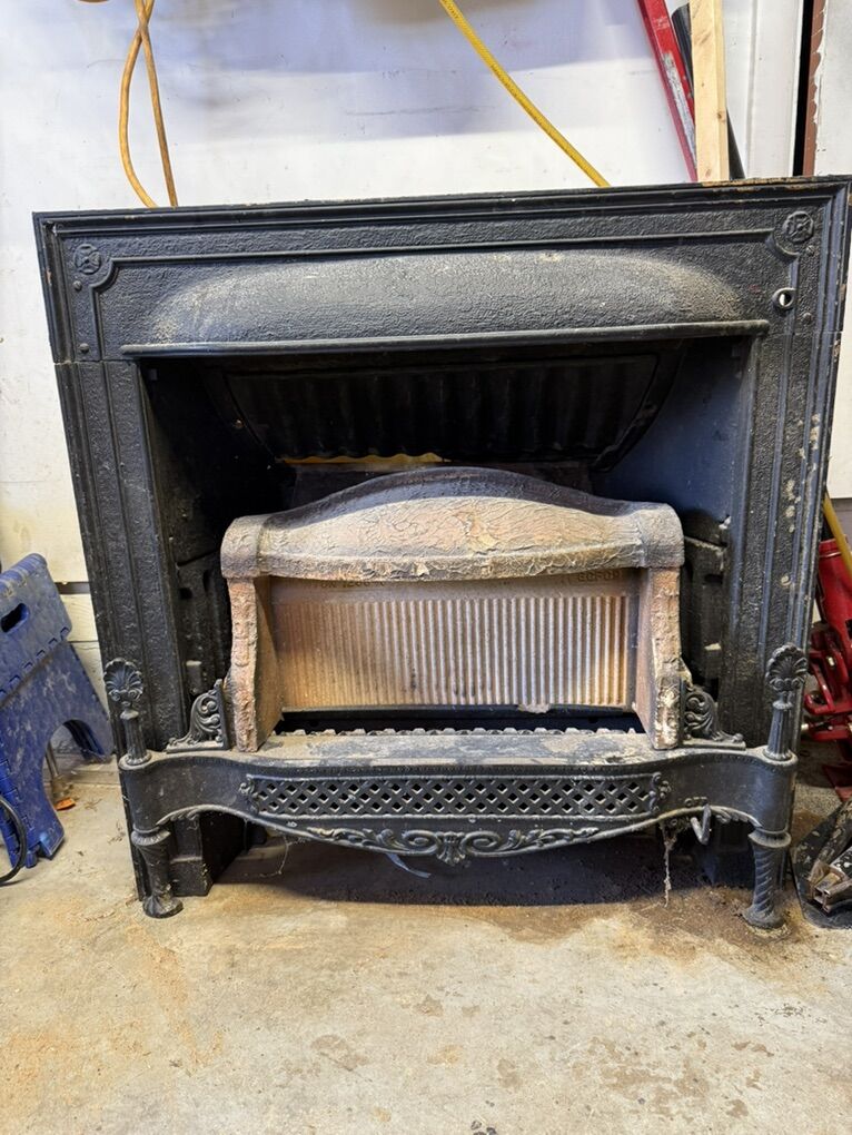 Antique Ornate Cast Iron gas Fireplace Insert