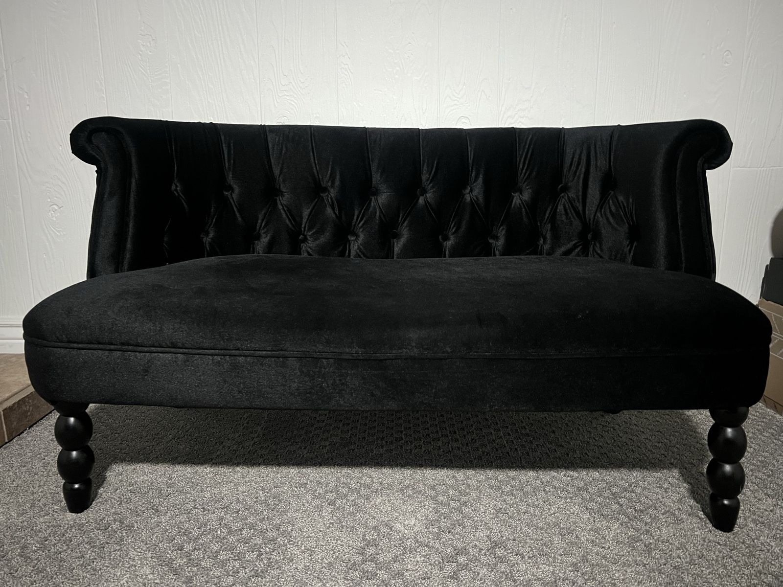 Black Velvet Love Seat/Sofa