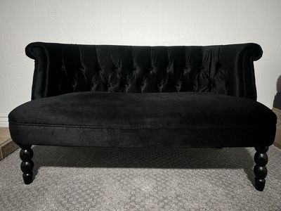 Black Velvet Love Seat/Sofa