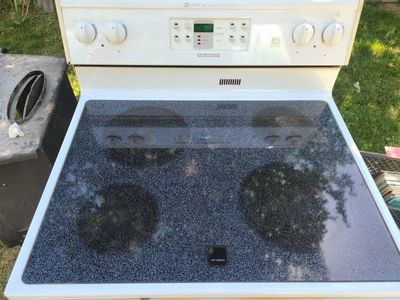 Maytag Gemini White Electric Range w/ Glass Cooktop & Double Oven