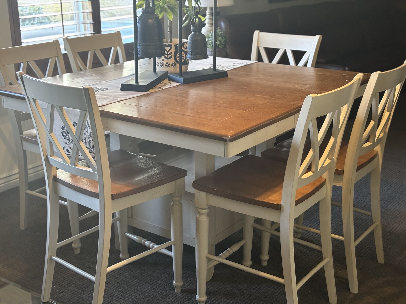 Counter Height Table and (6) Chairs - Accessories on Table Not Included