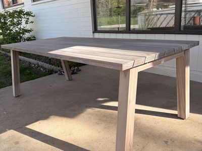 High-Quality Wood Dining Table – Indoor or Outdoor – Umbrella Ready