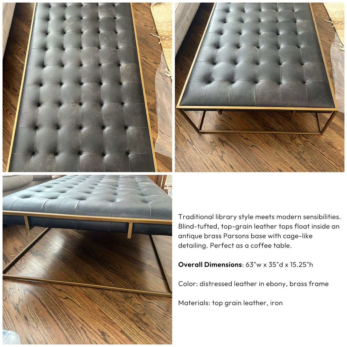 Stunning Tufted Leather Ottoman Coffee Table