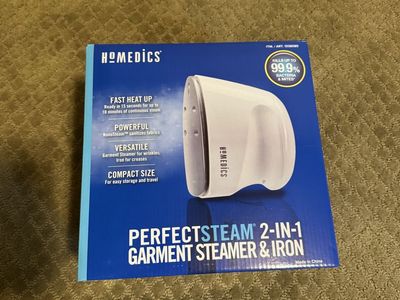 HoMedics PerfectSteam 2-in-1 Garment Steamer & Iron - Fast Heat, Portable, Sanitizes