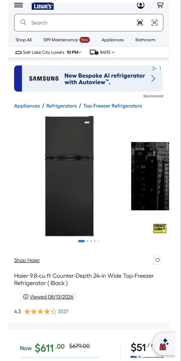 Haier 9.8 cu. ft. Counter-Depth Top-Freezer Refrigerator in Black
