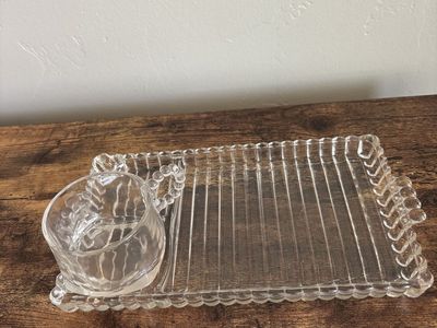 Vintage Ribbed Bubble Border Glass Party Set (7 sets)