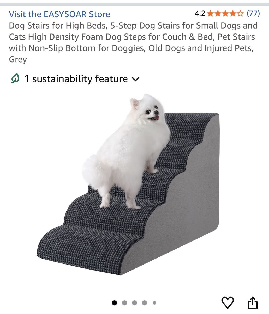 EASYSOAR 5-Step Foam Pet Stairs for Dogs and Cats, Grey