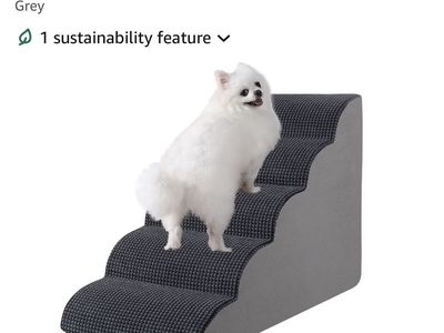 EASYSOAR 5-Step Foam Pet Stairs for Dogs and Cats, Grey